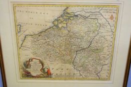 Emanuel Bowen, hand coloured engraved map, A new and accurate map of the Netherlands or Low