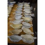 COLLECTION OF 21 VARIOUS POTTERY GRAVY BOATS