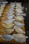 COLLECTION OF 21 VARIOUS POTTERY GRAVY BOATS