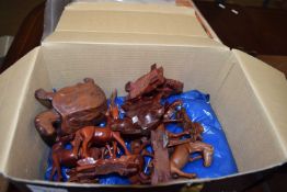 BOX OF VARIOUS WOODEN ANIMAL ORNAMENTS