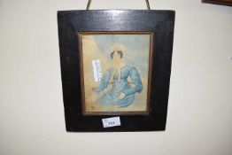 19TH CENTURY SCHOOL STUDY OF A SEATED LADY, WATERCOLOUR, UNSIGNED, F/G
