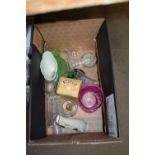 ONE BOX VARIOUS GLASS VASES ETC