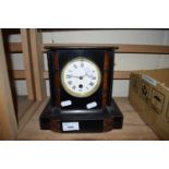 VICTORIAN MANTEL CLOCK IN SLATE EFFECT CASE