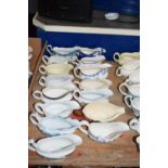 FIFTEEN VARIOUS GRAVY BOATS