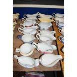 FOURTEEN VARIOUS GRAVY BOATS TO INCLUDE DOULTON NORFOLK EXAMPLE