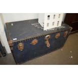 VINTAGE DARK BLUE STEAMER TRUNK