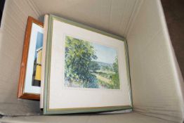 AUDREY TOWLE, STUDY OF A RURAL LANDSCAPE, WATERCOLOUR, F/G, TOGETHER WITH OTHER MIXED PICTURES