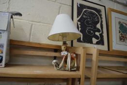 SMALL TABLE LAMP WITH PLASTERWORK BASE FORMED AS A DEER