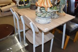 VINTAGE STYLE COMPOSITION KITCHEN TABLE AND CHAIRS (3)