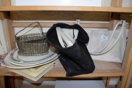 MIXED LOT : HANDBAGS, MEAT PLATES, AND A PHOTOGRAPH ALBUM
