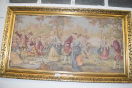 CONTEMPORARY NEEDLEWORK PICTURE IN THE ANTIQUE STYLE, GILT FRAME, 103CM WIDE