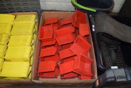 BOX OF RED PLASTIC WORKSHOP STORAGE TRAYS