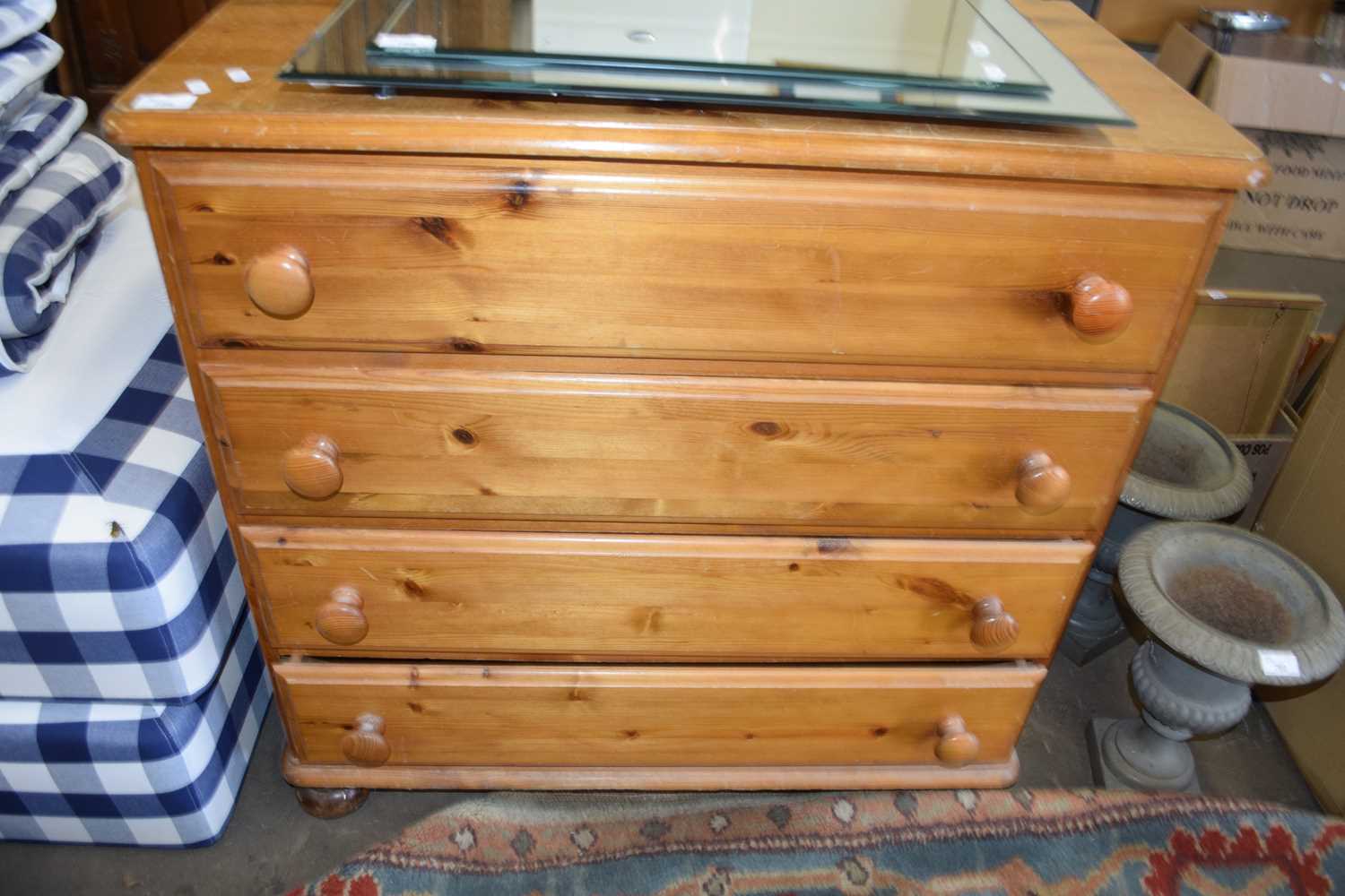 MODERN PINE FOUR DRAWER CHEST, 87CM WIDE