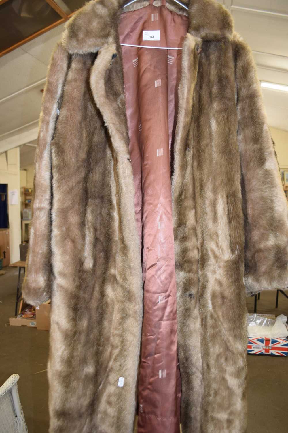 MID-BROWN SIMULATED FUR COAT