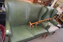 GREEN WINGBACK CHAIR AND MATCHING TWO-SEATER SOFA