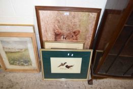 MIXED LOT : PHOTOGRAPHIC PRINT OF A LION, PLUS FEATHER PICTURE OF PHEASANTS AND A FURTHER PRINT (3)