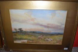 L A COATES, STUDY OF SHEEP IN PASTURE, WATERCOLOUR, F/G, 74CM WIDE