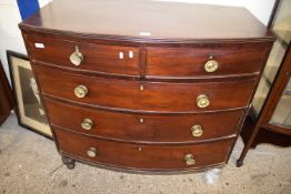19TH CENTURY MAHOGANY BOW FRONT FIVE DRAWER CHEST, 107CM WIDE