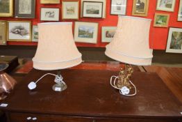 TWO TABLE LAMPS, ONE WITH A FIGURAL BASE