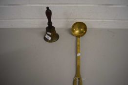 BRASS LADLE AND A BRASS BELL