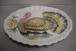LARGE OVAL ITALIAN MEAT PLATE DECORATED WITH A TURKEY