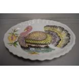 LARGE OVAL ITALIAN MEAT PLATE DECORATED WITH A TURKEY