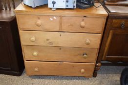 LATE 19TH CENTURY PINE FIVE DRAWER CHEST, 89CM WIDE