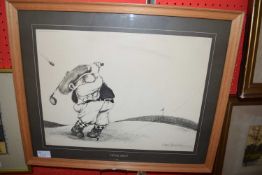 GARY PATTERSON, HOOK SHOT, BLACK AND WHITE GOLFING PRINT, F/G, 54CM WIDE