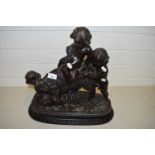 BRONZE EFFECT MODEL OF THREE PUTTO AND A RAM