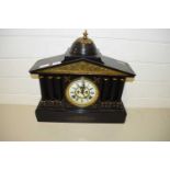 VICTORIAN BLACK SLATE CASED MANTEL CLOCK