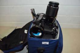 CANON F1 SLR CAMERA WITH LENSES AND TRAVEL BAG