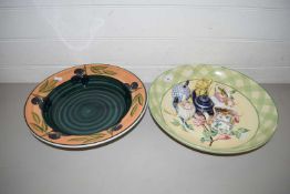 MIXED LOT COMPRISING TWO LARGE DECORATED FRUIT BOWLS TOGETHER WITH COLLECTION VARIOUS MINIATURE