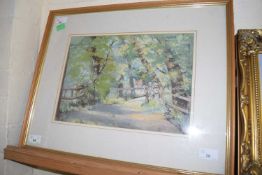 Irene Stephenson Ward, 'Sunlit Lane', pastel, signed, framed and glazed.