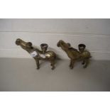 PAIR OF NOVELTY CANDLESTICKS FORMED AS GOATS