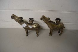 PAIR OF NOVELTY CANDLESTICKS FORMED AS GOATS