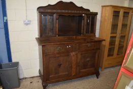 LATE 19TH CENTURY CONTINENTAL OAK SIDEBOARD WITH GLAZED TOP SECTION OVER A BASE WITH TWO DOORS AND