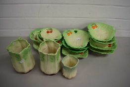 COLLECTION OF BESWICK LEAF FORMED DISHES TOGETHER WITH THREE SYLVAC CELERY FORMED JUGS