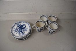 REPRODUCTION 18TH CENTURY STYLE BLUE AND WHITE PART COFFEE SET