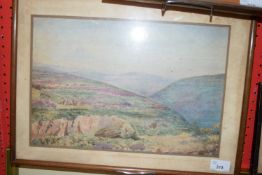 LATE 19TH/EARLY 20TH CENTURY BRITISH SCHOOL, STUDY OF A MOORLAND LANDSCAPE, INDISTINCTLY SIGNED, F/