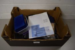BOX OF VARIOUS BRITISH CHANNEL ISLANDS AND WORLD COINAGE AND OTHER ITEMS