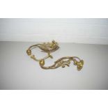 PAIR OF BRASS WALL BRACKETS DECORATED WITH FLORAL DETAIL PLUS ONE FURTHER SMALLER (3)