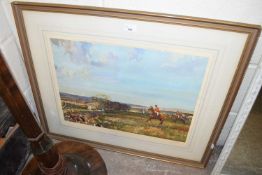 MICHAEL LYNE, COLOURED PRINT, HUNTING SCENE, SIGNED IN PENCIL, F/G, 76CM WIDE