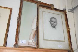 COLOURED PORTRAIT PHOTOGRAPH OF A YOUNG BOY PLUS A FURTHER BLACK AND WHITE PHOTOGRAPH OF A BABY, F/G