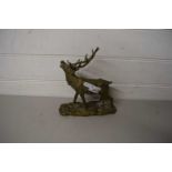 CAST BRASS MODEL OF A STAG ON PLINTH BASE