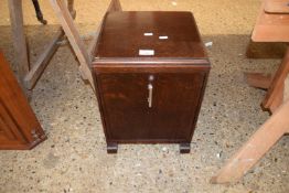 SMALL 20TH CENTURY OAK FORMER COAL BOX WITH DROP DOWN DOOR, LACKING INTERIOR LINER