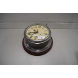 METAL CASED SHIP'S BULKHEAD CLOCK WITH REPLACEMENT QUARTZ MOVEMENT