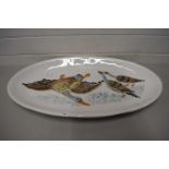 LARGE ITALIAN OVAL MEAT PLATE DECORATED WITH BIRDS