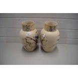 PAIR OF LATE 19TH/EARLY 20TH CENTURY VASES DECORATED WITH BIRDS