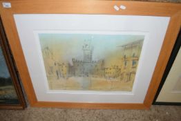CONTEMPORARY SCHOOL, COLOURED PRINT, INDISTINCTLY SIGNED IN PENCIL, POSSIBLY JOHN LOY, F/G