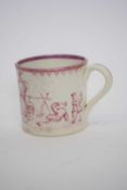 Early 19th century Davenport mug with lustre design of travellers